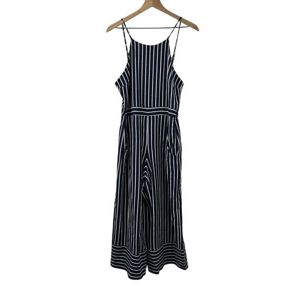 Moa Moa Pants - Moa Moa Women's L Jumpsuit Romper Halter Stripe Culotte Wide Leg Navy White NWT